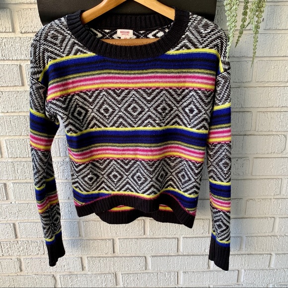 Mossimo Patterned Aztec Sweater With Stripes S/P - Picture 4 of 8